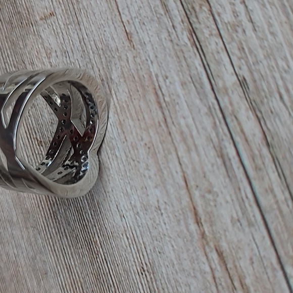 NIB STERLING SILVER WHITE TOPAZ CRISS CROSS RING - Picture 7 of 10